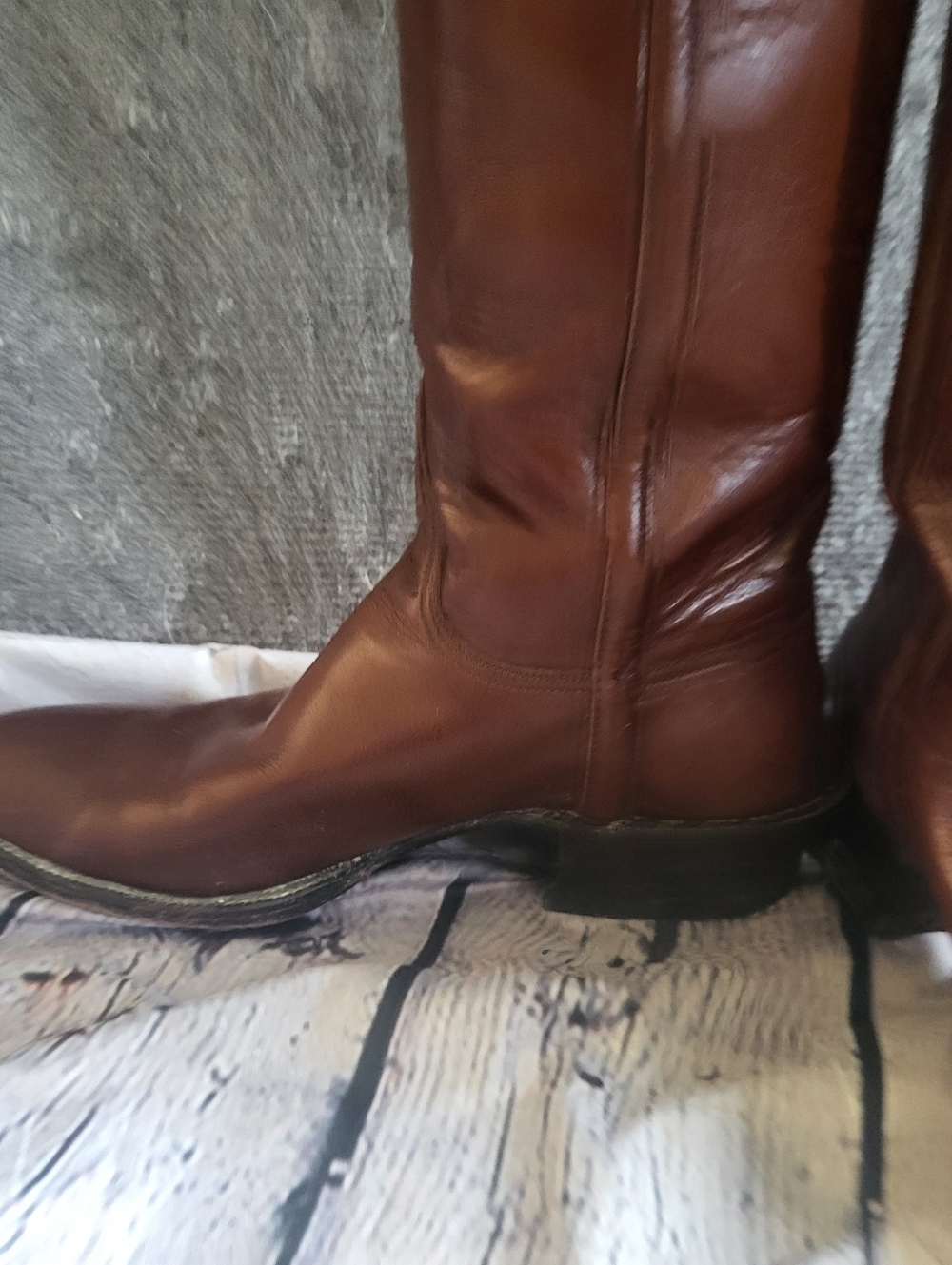 Lucchese Vintage Tall Brown Leather Riding Boots. 7.5b - Picture 7 of 12